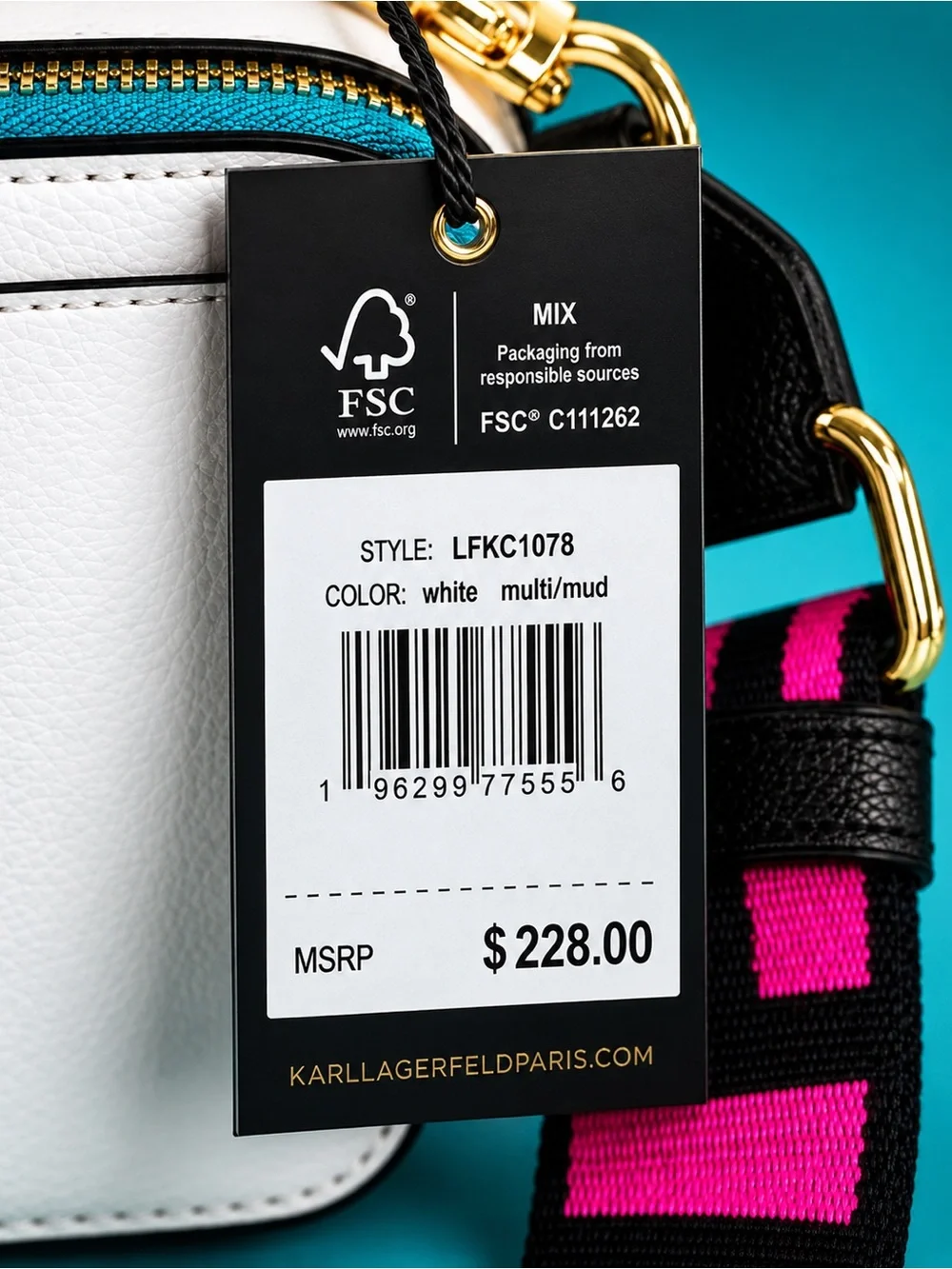 Karl Lagerfeld Paris Simone White Crossbody Camera Bag Multicolor Studs NWT